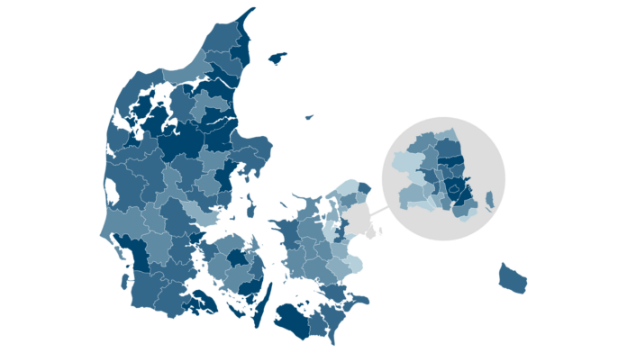 I de mørkeblå kommuner bor en stor andel af de ufaglærte mænde alene.