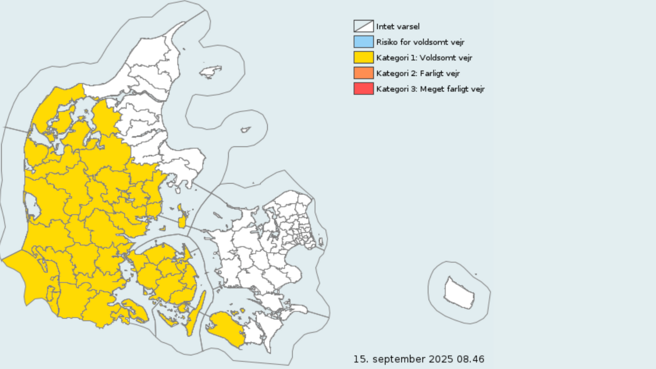 Varsel om kraftig regn og risiko for oversvømmelser