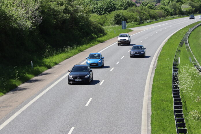 motorvej spor med fyn på Fredericia side